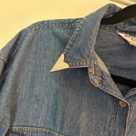 Vintage Western Northwest Blue 100% Cotton Denim Button Down Shirt - Picture 4 of 11